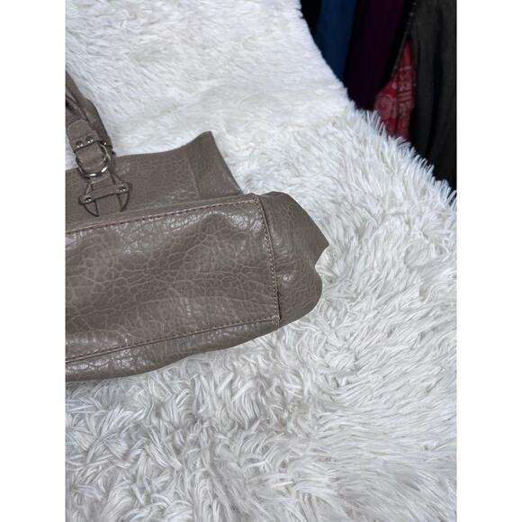 Emilie M. Tote Shoulder Bag Womens Taupe Gray Faux Leather Animal Print Lining - Picture 7 of 10